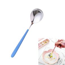 Cucchiaio per riso semplice in acciaio inossidabile placcato in titanio, colore: blu argento
