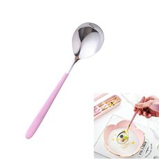 Cucchiaio per riso semplice in acciaio inossidabile placcato in titanio, colore: rosa argento