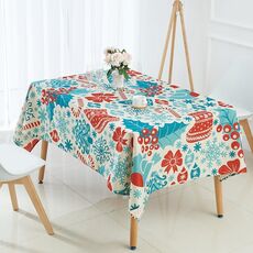 Tovaglia impermeabile in lino criptato per uso domestico, dimensioni: 90x90 cm (fiore blu)