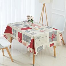 Tovaglia impermeabile in lino criptato per uso domestico, dimensioni: 90x90 cm (griglie bianche rosse)