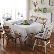 Tovaglia in lino motivo retrò per cena Decorazioni per la casa Tovaglia antipolvere, dimensioni: 85x85cm (porcellana Celadon)