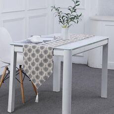 Bandiera da tavolo in lino tovaglietta da tè in stoffa mobile TV tavolino da caffè copertura in tessuto, dimensioni: 160x33 cm (bianco)