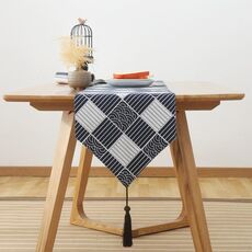 Tovaglia retrò in cotone lino tavolo da pranzo tavolo da pranzo bandiera retrò, dimensioni: 30x240 cm (giapponese)