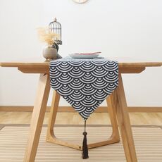 Tovaglia retrò in cotone lino tavolo da pranzo tavolo da pranzo bandiera retrò, dimensioni: 30x240 cm (scala)
