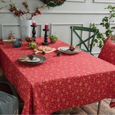 Tovaglia per feste natalizie in cotone e lino, tovaglia abbronzante, rettangolare, dimensioni: 90x90cm (rosso)