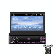 Schermo retrattile manuale universale da 7 pollici per auto, lettore MP5, controllo centrale dell'auto, tutto in uno, cablato Carplay, specifiche: standard + telecamera a 12 luci
