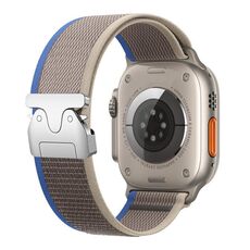 Per Apple Watch 42mm / 41mm / 40mm / 38mm xDfind Cinturino in nylon con fibbia in titanio e bottone a pressione (blu grigio)