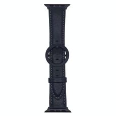 Cinturino in pelle con fibbia rotonda xDfind per Apple Watch 46 mm / 49 mm / 45 mm / 44 mm (nero)