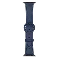 Cinturino in pelle con fibbia rotonda xDfind per Apple Watch 42 mm / 41 mm / 40 mm / 38 mm (blu notte)