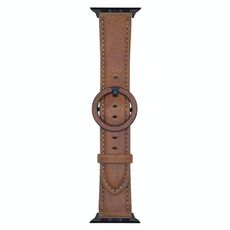 Cinturino in pelle con fibbia rotonda xDfind per Apple Watch 42 mm / 41 mm / 40 mm / 38 mm (giallo marrone)
