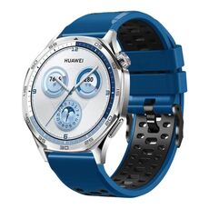Cinturino per orologio in silicone traspirante bicolore a tre file da 22 mm (blu reale e nero)