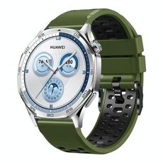 Cinturino per orologio in silicone traspirante bicolore a tre file da 22 mm (verde militare e nero)