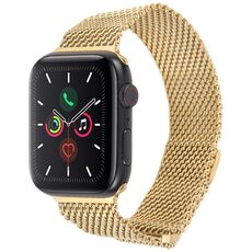 Cinturino per Apple Watch 46mm / 49mm / 45mm / 44mm in titanio milanese magnetico a doppia sezione (oro)
