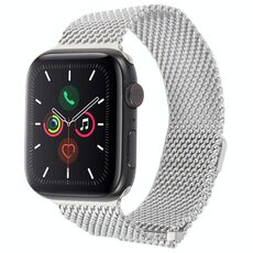 Cinturino per Apple Watch 46mm / 49mm / 45mm / 44mm in titanio milanese magnetico a doppia sezione (argento)