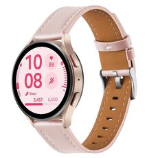 Cinturino per orologio in vera pelle con fibbia in acciaio argentato e pulsante da 18 mm (rosa chiaro)