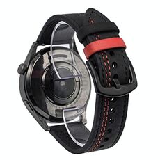 Cinturino per orologio in pelle con fibbia a tre stelle a sette linee da 20 mm (filo rosso nero)
