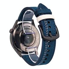 Cinturino per orologio in pelle con fibbia a tre stelle a sette linee da 20 mm (filo bianco blu scuro)
