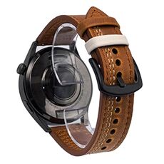 Cinturino per orologio in pelle con fibbia a tre stelle a sette linee da 20 mm (filo bianco giallo marrone Crazy Horse)