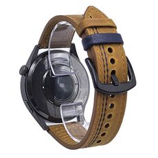 Cinturino per orologio in pelle con fibbia a tre stelle a sette linee da 20 mm (filo blu marrone chiaro Crazy Horse)
