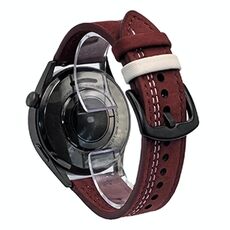 Cinturino per orologio in pelle pull-up con fibbia a tre stelle a sette linee da 22 mm (filo bianco rosso vino)