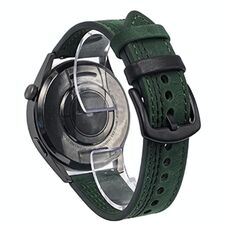 Cinturino per orologio in pelle con fibbia a tre stelle a sette linee da 22 mm (filo nero verde Crazy Horse)