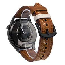 Cinturino per orologio in pelle con fibbia a tre stelle a sette linee da 22 mm (filo bianco giallo marrone Crazy Horse)