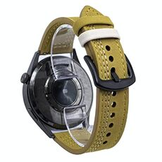 Cinturino per orologio in pelle con fibbia a tre stelle a sette linee da 22 mm (filo bianco giallo chiaro)