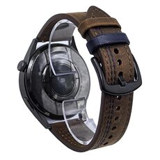 Cinturino per orologio in pelle con fibbia a tre stelle a sette linee da 22 mm (filo blu marrone scuro Crazy Horse)