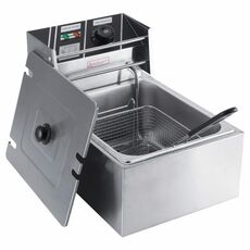 Desktop ispessimento friggitrice fritta fritta fritte fritte in acciaio inox friggitrice elettrica con cestello (schermo singolo singolo)