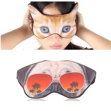 Maschera per occhi 3D Ombreggiatura Maschera per occhi stampata con animali dei cartoni animati che dorme (Cane con gli occhiali)