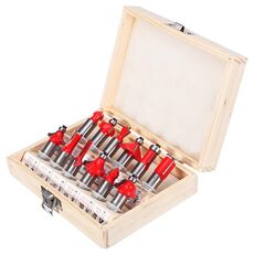 Set di frese per la lavorazione del legno Set di frese per rifilare Fresa per macchina per incisione di fresatura elettrica per legno, Stile: Manico 1/2 rosso 12PCS