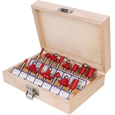 Set di frese per la lavorazione del legno Set di taglierine per macchine da taglio elettriche per fresatrici per legno, stile: manico 1/4 rosso 15 pezzi