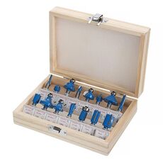 Set di frese per la lavorazione del legno Set di taglierine per macchine per incisione per fresatura del legno elettriche, Stile: Manico 1/4 blu 15 pezzi