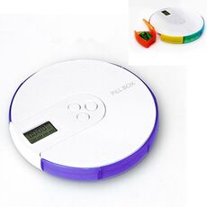 Scatola per pillole intelligente con temporizzazione portatile per una settimana Scatola per medicinali elettronici per ricordare anziani (viola)