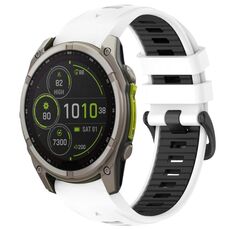 Cinturino in silicone con fibbia in acciaio a sgancio rapido bicolore per Garmin xDfind da 20 mm (bianco+nero)