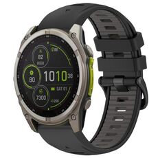 Cinturino in silicone con fibbia in acciaio a sgancio rapido bicolore per Garmin xDfind da 20 mm (nero + grigio)