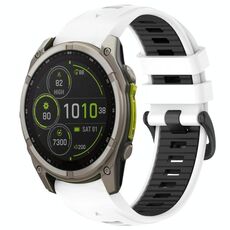 Cinturino in silicone con fibbia in acciaio a sgancio rapido bicolore per Garmin xDfind da 22 mm (bianco+nero)