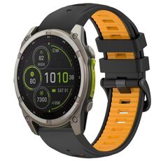 Cinturino in silicone con fibbia in acciaio a sgancio rapido bicolore per Garmin xDfind da 26 mm (nero + arancione)
