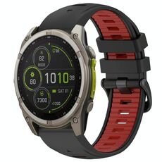 Cinturino in silicone con fibbia in acciaio a sgancio rapido bicolore per Garmin xDfind da 26 mm (nero + rosso)