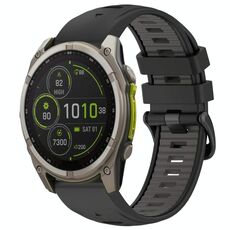 Cinturino in silicone con fibbia in acciaio a sgancio rapido bicolore per Garmin xDfind da 26 mm (nero + grigio)