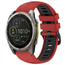 Cinturino in silicone con fibbia in acciaio a sgancio rapido bicolore per Garmin xDfind da 26 mm (rosso+nero)