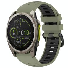 Cinturino in silicone con fibbia in acciaio a sgancio rapido bicolore per Garmin xDfind da 26 mm (verde militare + nero)