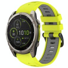 Cinturino in silicone con fibbia in acciaio a sgancio rapido bicolore per Garmin xDfind da 26 mm (verde lime + grigio)