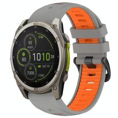 Cinturino in silicone con fibbia in acciaio a sgancio rapido bicolore per Garmin xDfind da 26 mm (grigio+arancione)