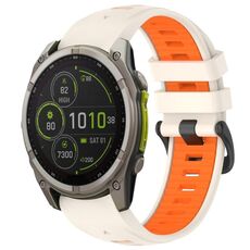 Cinturino in silicone con fibbia in acciaio a sgancio rapido bicolore per Garmin xDfind da 26 mm (Starlight+Arancione)