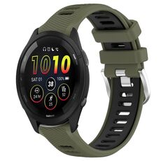 Cinturino in silicone con fibbia in acciaio bicolore per Garmin xDfind Sports da 22 mm (verde militare + nero)
