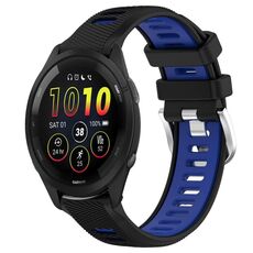 Cinturino in silicone con fibbia in acciaio bicolore per Garmin xDfind Sports da 22 mm (nero + blu)