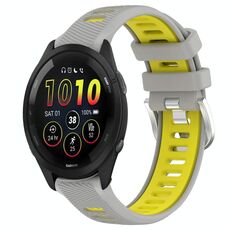 Cinturino in silicone con fibbia in acciaio bicolore per Garmin xDfind Sports da 22 mm (grigio+giallo)