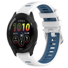 Cinturino in silicone con fibbia in acciaio bicolore per Garmin xDfind Sports da 20 mm (bianco+blu)
