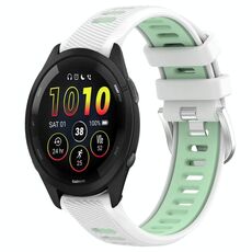 Cinturino in silicone con fibbia in acciaio bicolore per Garmin xDfind Sports da 20 mm (bianco e verde acqua)